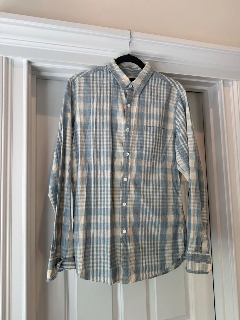 Men's J Crew Light Blue Plaid Button-Down Shirt